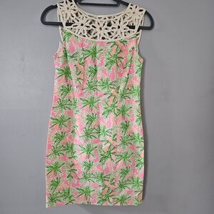 Lilly Pulitzer Pink and Green Tropical Mini Dress